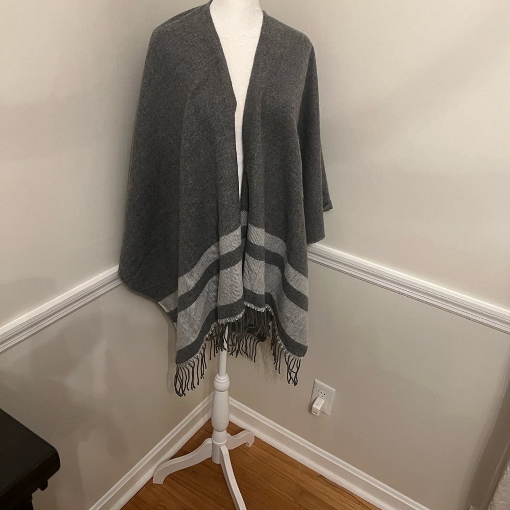 Gray Wool Poncho